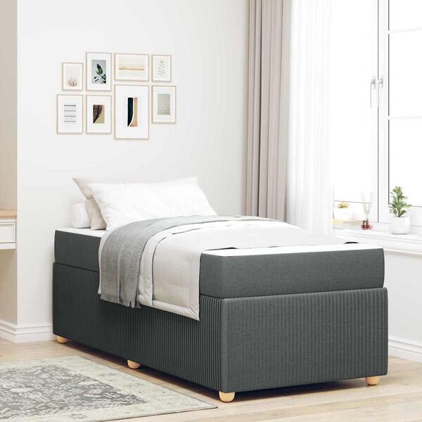 vidaXL Cadre de lit avec matelas Gris fonc&eacute; 90 x 200 cm tissu