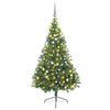 vidaXL Sapin de No&euml;l artificiel pr&eacute;-&eacute;clair&eacute; Vert 210 cm PVC