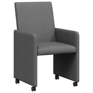 vidaXL Chaises de Salle &agrave; Manger avec Roues 2 pc tissu Gris fonc&eacute;