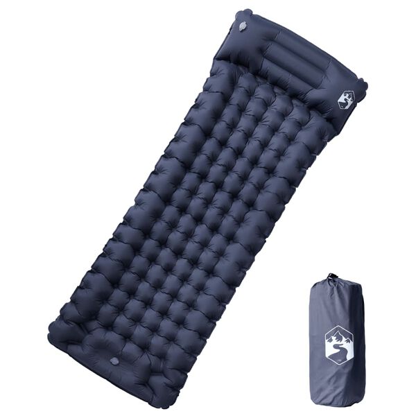vidaXL Matelas de camping autogonflant avec oreiller 1 personne gris