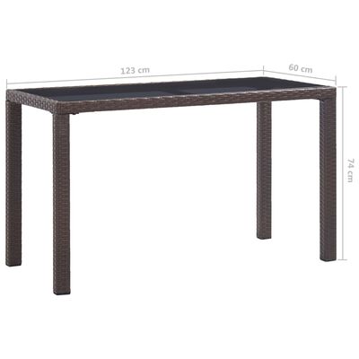 vidaXL Table de jardin Marron 123x60x74 cm Résine tressée
