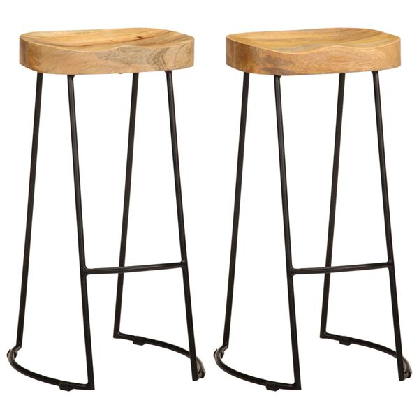 vidaXL Tabourets de bar lot de 2 bois de manguier massif