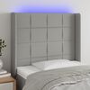 vidaXL Tête de lit à LED Gris clair 93x16x118/128 cm Tissu