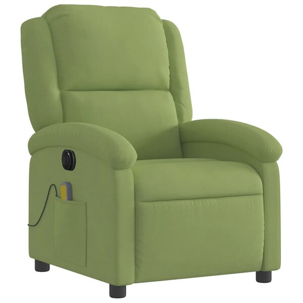 vidaXL Fauteuil inclinable de massage &eacute;lectrique vert clair velours