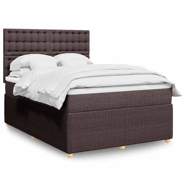 vidaXL Sommier &agrave; lattes de lit avec matelas Marron fonc&eacute; 140x190 cm