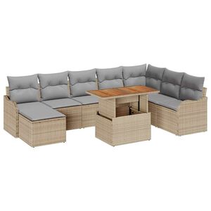 vidaXL Ensemble de canap&eacute; de jardin 9 pc beige et gris clair