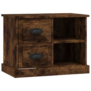 vidaXL Table de chevet ch&ecirc;ne fum&eacute; 60x35,5x45 cm