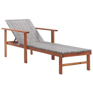 vidaXL Chaise longue R&eacute;sine tress&eacute;e et bois d'acacia massif Gris