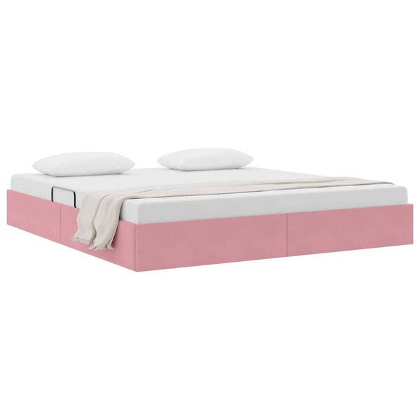 vidaXL Lit de Rangement avec matelas Rose 180 x 200 cm Velours