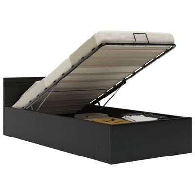 vidaXL Cadre de lit à rangement avec LED Noir Similicuir 90x200 cm
