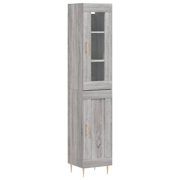 vidaXL Buffet haut Sonoma gris 34,5x34x180 cm Bois d'ing&eacute;nierie