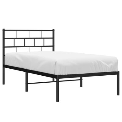 vidaXL Cadre de lit métal sans matelas avec tête de lit noir 80x200 cm