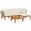 vidaXL 5 pc Bois d'acacia massif et corde Naturel