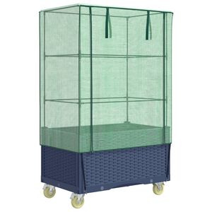 vidaXL Jardini&egrave;re sur&eacute;lev&eacute;e avec housse et roues aspect rotin