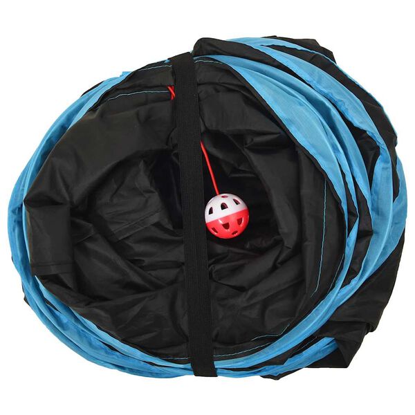 vidaXL Tunnel pour chats en forme de S Noir et bleu 122 cm Polyester