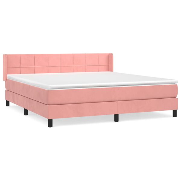 vidaXL Sommier &agrave; lattes de lit avec matelas Rose 160x200 cm Velours