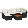 vidaXL Ensemble de canap&eacute; de jardin avec coussin 7 pcs Noir polyrotin