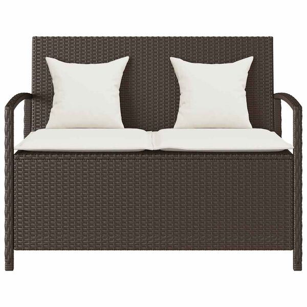 VidaXL Banc de rangement de jardin avec coussin marron polyrotin