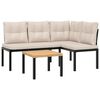 vidaXL Ensemble de banc de jardin avec coussins 3 pcs noir