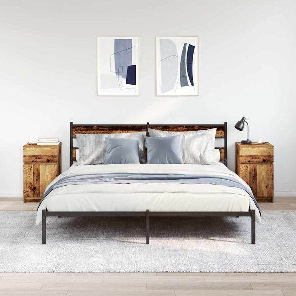 vidaXL Tables de chevet 2 pcs vieux bois 39x35x65 cm bois d'ing&eacute;nierie