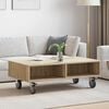 vidaXL Table d'appoint avec roues Ch&ecirc;ne Sonoma 90 x 50 x 30 cm