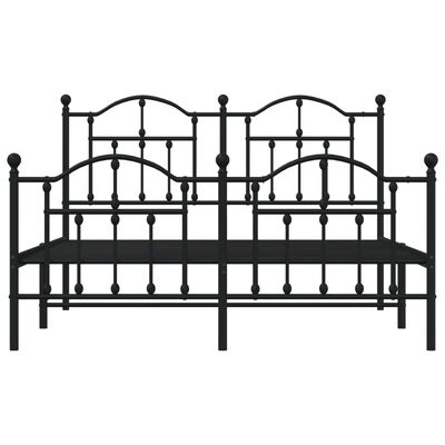 vidaXL Cadre de lit métal sans matelas avec pied de lit noir 140x190cm