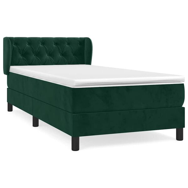 vidaXL Sommier &agrave; lattes de lit et matelas Vert fonc&eacute; 80x200 cm Velours