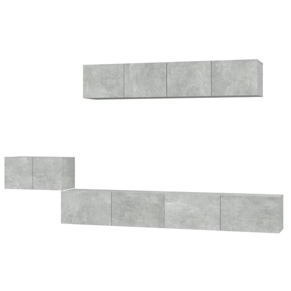 vidaXL Ensemble de meubles TV 5 pcs Gris b&eacute;ton Bois d'ing&eacute;nierie