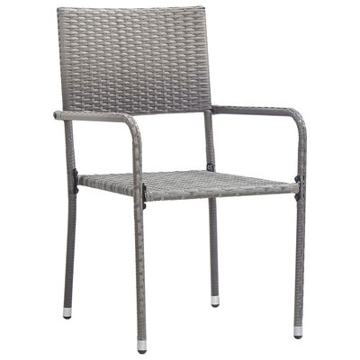 vidaXL Chaise à dîner de jardin empilable lot de 6 gris résine tressée