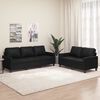vidaXL Ensemble de canap&eacute;s 2 pcs avec coussins Noir Similicuir