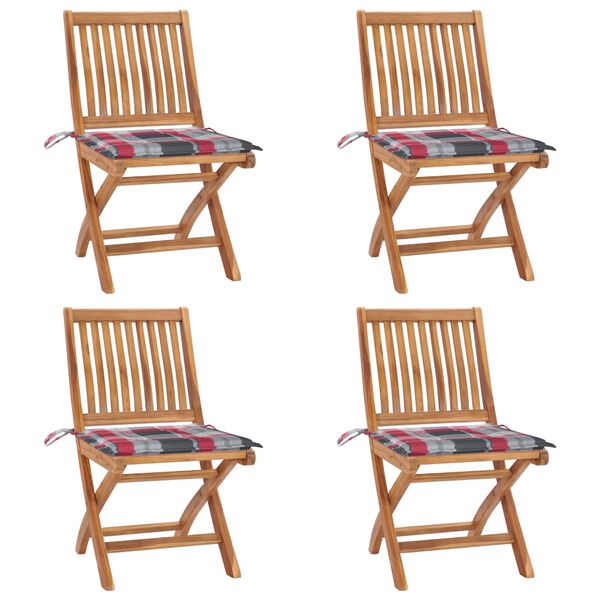 vidaXL Chaises pliables de jardin avec coussins lot de 4 Teck solide