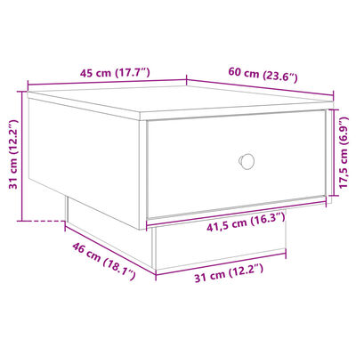 vidaXL Table basse blanc 60x45x31 cm bois d'ingénierie