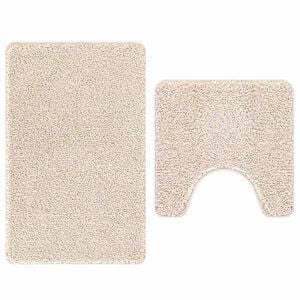 vidaXL Ensemble de tapis de bain antid&eacute;rapants 2 pc Cr&egrave;me 50 x 50 cm