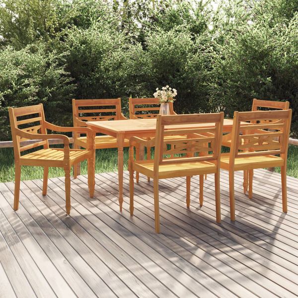 vidaXL Ensemble &agrave; manger de jardin 7 pcs Bois de teck solide