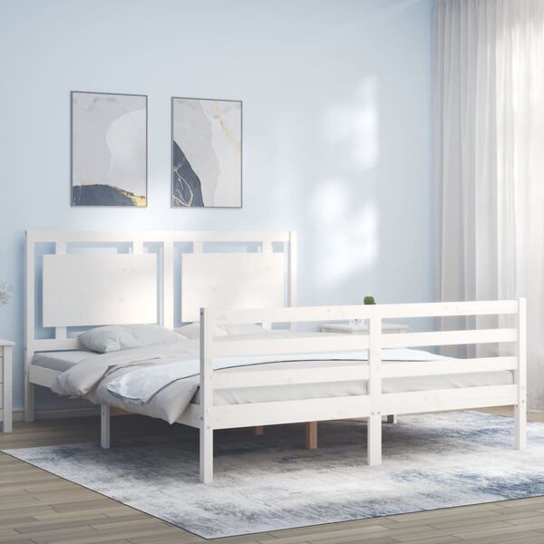 vidaXL Cadre de lit sans matelas blanc 160x200 cm bois massif
