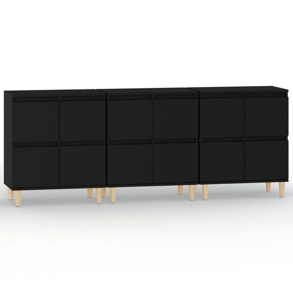 vidaXL Buffets 3 pcs noir 60x35x70 cm bois d'ing&eacute;nierie