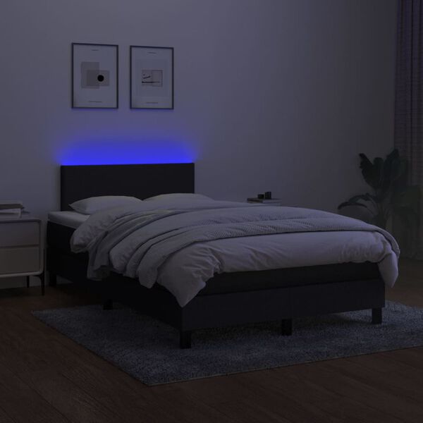 vidaXL Sommier &agrave; lattes de lit avec matelas LED Noir 120x200 cm Tissu