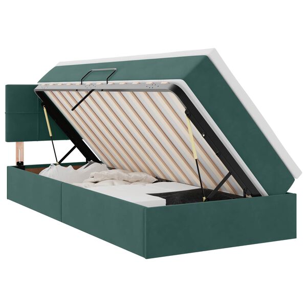 vidaXL Lit de Rangement avec matelas Vert fonc&eacute; 100 x 200 cm Velours