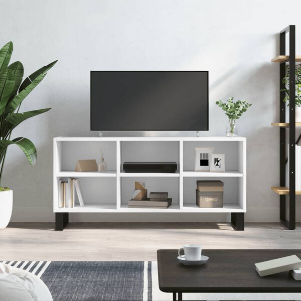 vidaXL Meuble TV blanc 103,5x30x50 cm bois d'ing&eacute;nierie