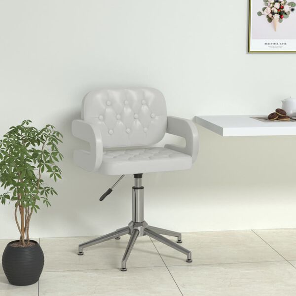 vidaXL Chaise pivotante de salle &agrave; manger Blanc Similicuir
