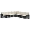 vidaXL Ensemble de canap&eacute; de jardin 9 pcs Noir et blanc cr&egrave;me