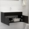 vidaXL Armoire d'évier avec lavabo intégré Noir Aggloméré