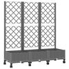 vidaXL Bac de jardin avec treillis et roues Gris clair PP
