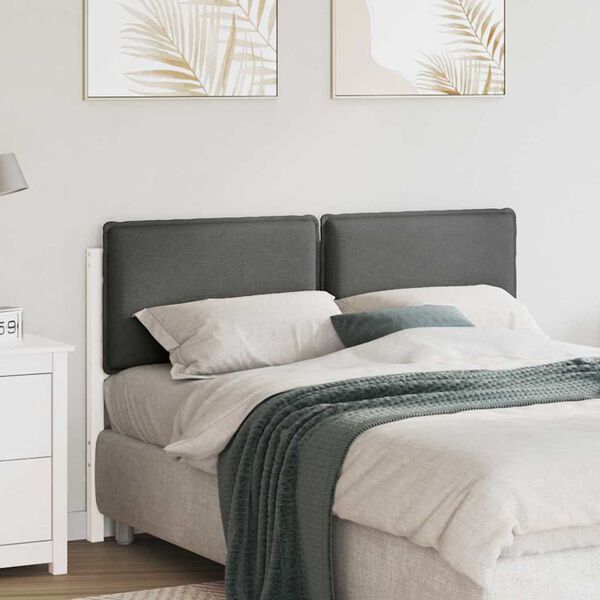 vidaXL T&ecirc;te de lit capitonn&eacute;e Blanc et gris clair 140 cm Pin massif