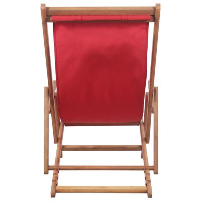 vidaXL Chaise pliable de plage Tissu et cadre en bois Rouge
