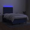 vidaXL Sommier &agrave; lattes de lit et matelas et LED Bleu 120x200 cm Tissu
