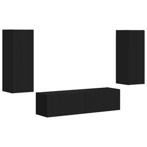 vidaXL Ensemble meuble TV Montage mural 2 pcs Noir Bois d'ing&eacute;nierie