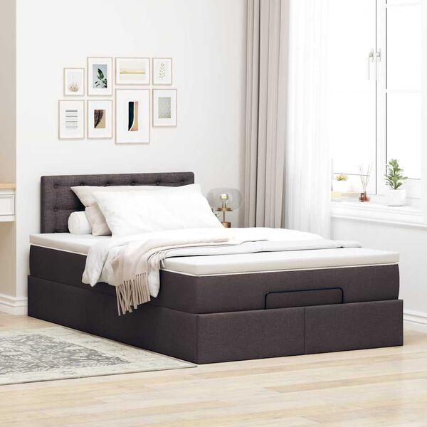 VidaXL Cadre de lit ottoman avec matelas marron fonc&eacute; 120x190 cm tissu