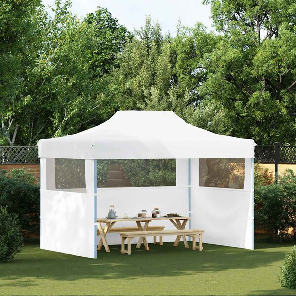vidaXL Tente de réception pliable avec 3 parois 280x410x315 cm Acier Blanc