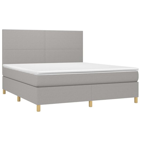 vidaXL Sommier &agrave; lattes de lit et matelas et LED Gris clair 160x200 cm